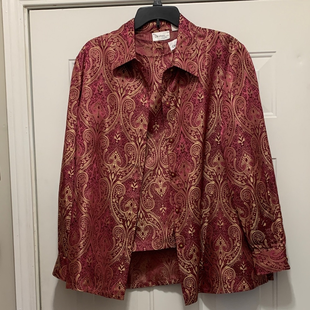 3/$15 Linen & Silk Blend Draper's Studio Paisley 2Piece Shell & Blouse Size 16